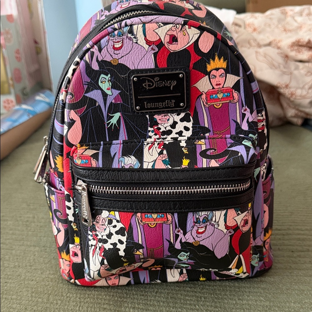 Loungefly Disney Villains Mini Backpack - Black, Purple, Pink, Red